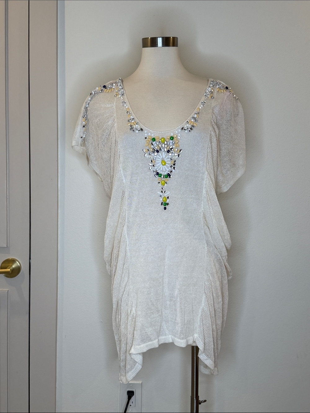 Victoria's Secret White Beaded Scoop Swim Coverup